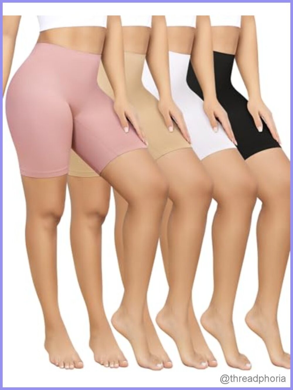 4 Pack Seamless Anti Chafing Slip Shorts Under Dresses High Waist